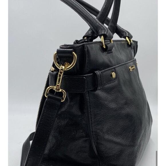 MICHAEL KORS Naomi Large Satchel‎ Black Luxury Leather Zippers Handbag Purse Bag - Picture 5 of 12